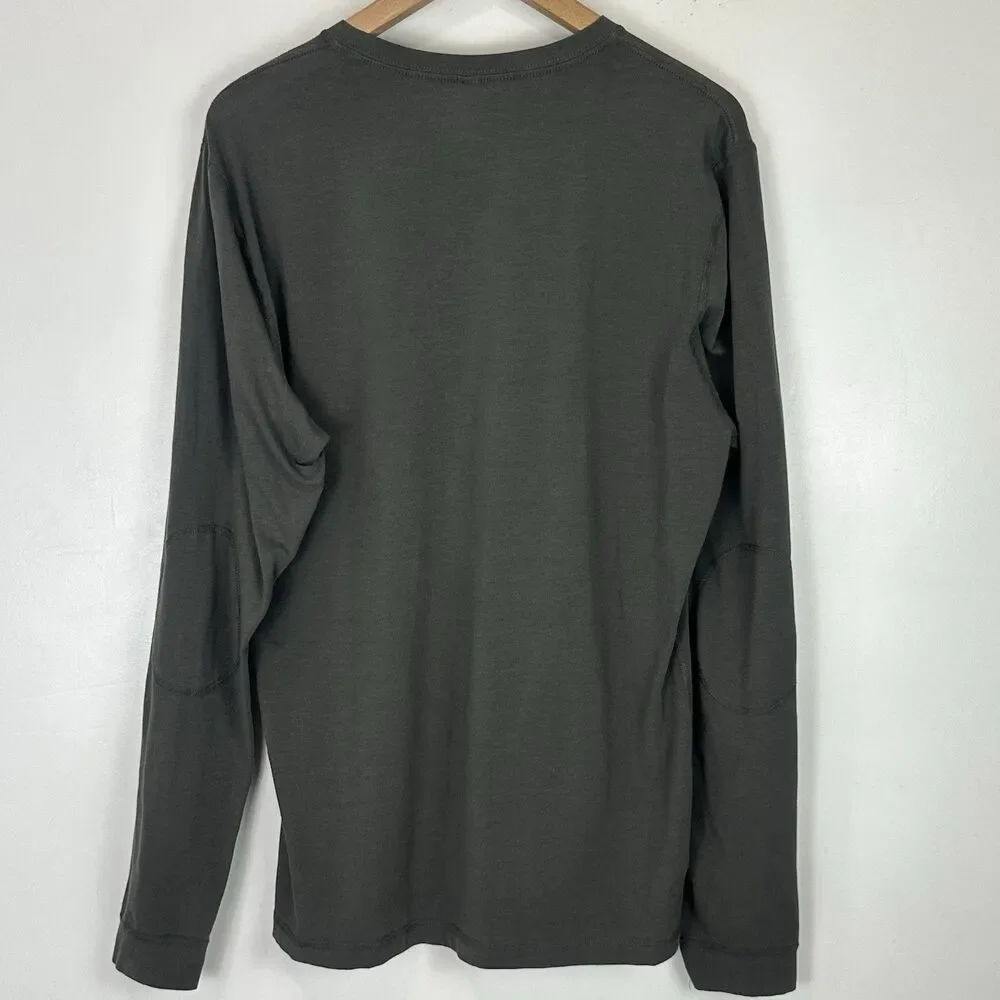 Vuori Long Sleeve Ever Henley Shirt Mens Size  Large Green/Oregano Pima Cotton